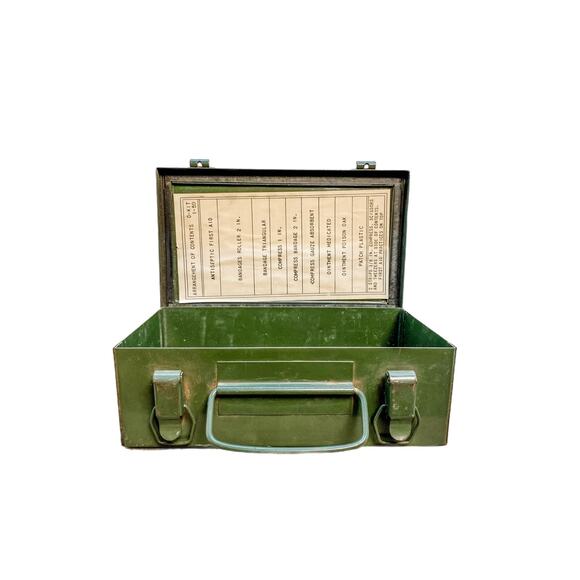 Vintage First Aid Green Metal Box Bell Systems-D - Picture 2 of 9